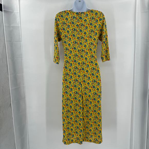 Mamy Blue Rio Y2K Babydoll Floral Dress Sz M Hippie Retro Boho Cottage Midi tie - Picture 8 of 13